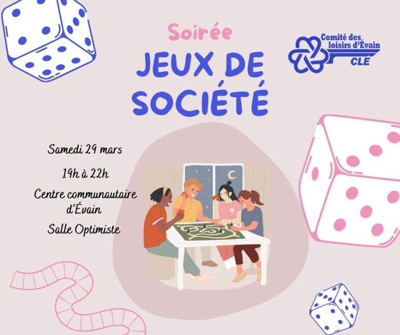 Soirée jeux de société, le 29 mars